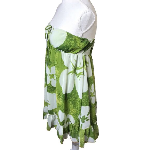 URBAN OUTFITTERS Davina Bandeau Green & White Tie Front Mini Dress Size Large - Picture 5 of 9